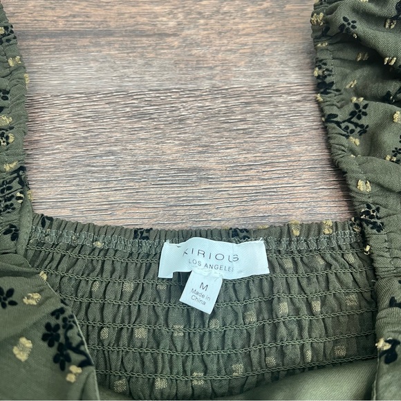 NWT Kirious Los Angeles Floral Green Black Dress Tie Front Mini Medium - Picture 6 of 9